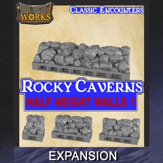 rocky caverns half-height walls 1 monstrous encounters Tabletop accessories 3D Printable Terrain Store tile dungeon cave cavern infinitylock dungeonworks 3d print model - Mito3D