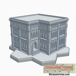 gothic building 69 hex base ghb069 wargame forge Store terrain 6mm battletech 3d print model - Mito3D