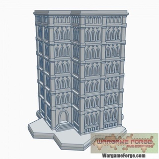 gothic building 73 hex base ghb073 wargame forge Store terrain 6mm battletech 3d print model - Mito3D