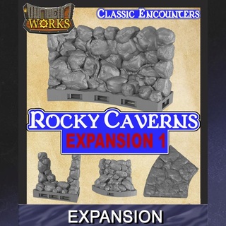 rocky caverns expansion 1 monstrous encounters Tabletop accessories Store fantasy rock tile dungeon cave cavern infinitylock dungeonworks 3d print model - Mito3D