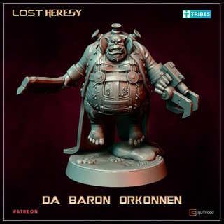 da baron orkonnen lost heresy miniatures Tabletop Characters & Creatures Fantasy Universe stl 40k orc ork rpg warhammer orcs dune 28mm wh40k orks supported warboss 3d print model - Mito3D