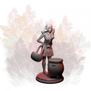 witches helga - full-body king virr design Tabletop Characters & Creatures Fantasy Universe Store cat cute dark woman magic brewing witch mage beauty mystic fullbody powerful healing posion dominatrices 3d print model - Mito3D