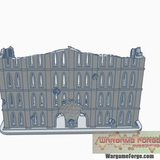 gothic ruined building front gr104 wargame forge Store 40k epic terrain warhammer 6mm battletech 8mm 3d print model - Mito3D