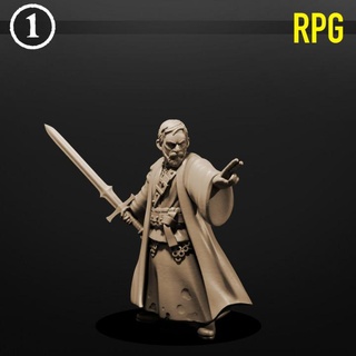 sword monk q-nooby one gold piece Tabletop Characters & Creatures Fantasy Universe Board Games Store jedi starwars obiwan ben 3d print model - Mito3D