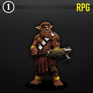 bugbear bity one gold piece Tabletop Characters & Creatures Fantasy Universe Board Games Store starwars wookie bountyhunter xbow chewy 3d print model - Mito3D