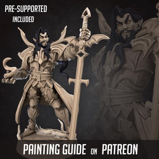 dorian vampire knight bite bullet Tabletop Characters & Creatures Fantasy Universe Store hand fire blood miniature boardgame base tabletop fist patreon spell greatsword dnd vampires 3d print model - Mito3D