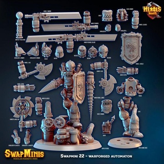 swapmini 22 - warforged automaton heroes & beasts Tabletop accessories Characters Creatures 3D Printable Terrain Fantasy android robot steampunk cyborg bioshock bigdaddy warforge 3d print model - Mito3D