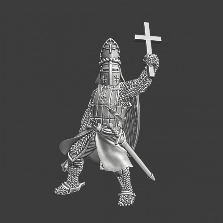 medieval Guerreiro bispo norte cruzadas miniaturas tampo mesa personagens criaturas histórico universo loja batalha Cruz estatuetas ótimo capacete cavaleiro jogos guerra ordem 28mm cavaleiros cruzado desmontado teutônico Hermann tartu 3D print model - Mito3D