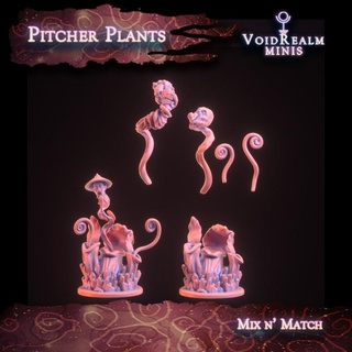 pitcher plants mix n' match - curse spiral voidrealm minis  Tabletop Tabletop accessories Tabletop Tabletop Characters & Creatures Fantasy Universe Tabletop Store horror surreal death cosmic kingdom cthulhu spiral plants lovecraft bloodborne carnivorous mythos curse eldritch horrors junji ito  3d print model - Mito3D