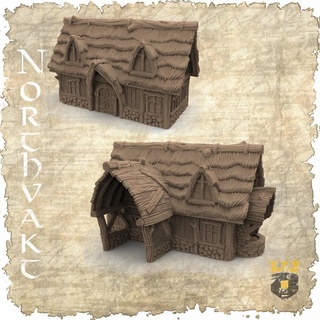 Northvakt ferreiro 3dlayeredscenery tampo mesa personagens criaturas fantasia universo 3D imprimível terreno loja construção casa medieval viking cenário 3d print model - Mito3D