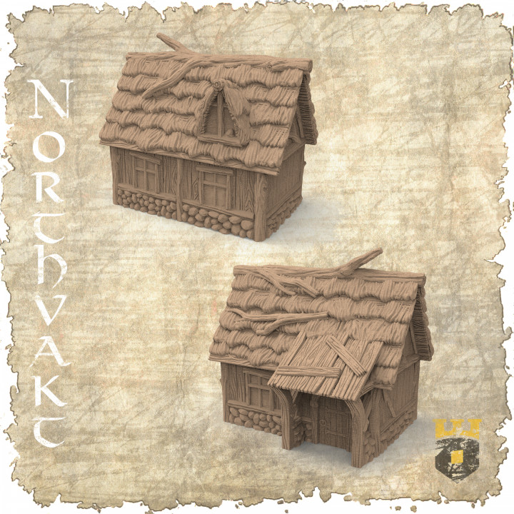 northvakt - tiny civilian house 3dlayeredscenery Tabletop 3D Printable Terrain Fantasy building medieval viking scenery 3D print model - Mito3D