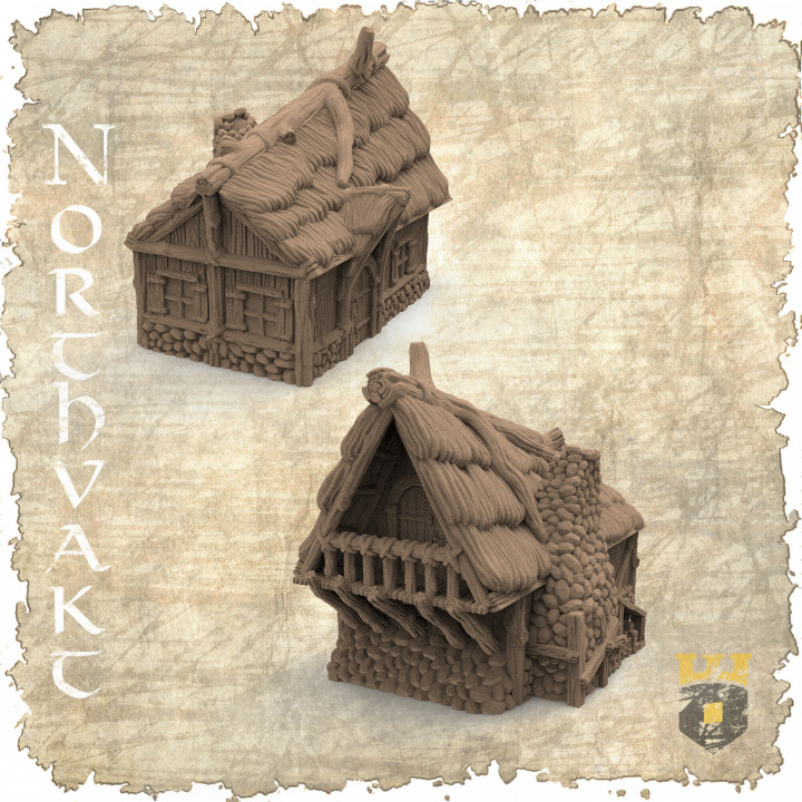Northvakt balcón edificio 3dlayeredscenery mesa 3D imprimible terreno Tienda fantasía casa medieval vikingo paisaje 3D print model - Mito3D
