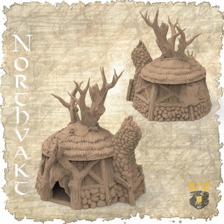 Northvakt xamã cabana 3dlayeredscenery tampo mesa 3D imprimível terreno loja fantasia construção casa medieval viking cenário 3d print model - Mito3D