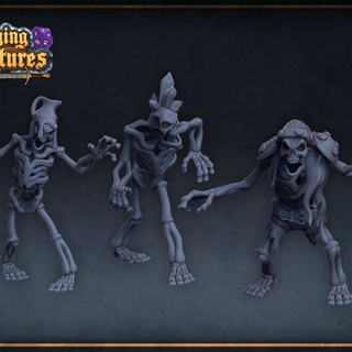 skeletons roleplaying & miniatures Tabletop Characters Creatures Fantasy Universe ghost gold skeleton treasure miniature crystal tabletop dnd adventurer presupported 3d print model - Mito3D