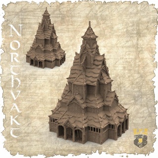 Northvakt çıta kilise 3dlayeredscenery masaüstü 3D yazdırılabilir arazi mağaza fantezi bina ev Ortaçağa ait viking manzara 3d print model - Mito3D