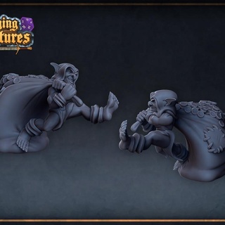 goblin accumulatore gioco ruolo miniature tavolo personaggi creature fantasia universo sacchetto oro miniatura dnd ladro presupposto 3d print model - Mito3D