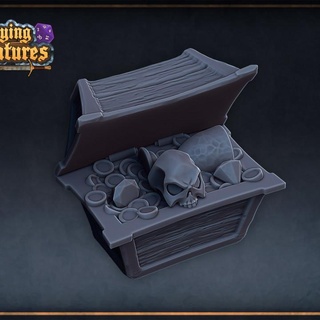 treasure chest roleplaying & miniatures Tabletop Characters Creatures Fantasy Universe cup diamond gold pirate prop tabletop dnd asset presupported 3d print model - Mito3D