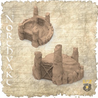 Northvakt incluido paquete 3dlayeredscenery mesa 3D imprimible terreno fantasía edificio casa medieval vikingo defensa castillo paisaje paredes 3d print model - Mito3D