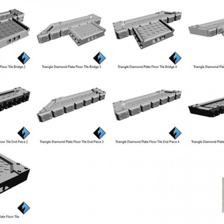 triangle diamond plate tiles expansion set openlock industrial platform series wargame forge Store 40k terrain warhammer necromunda kill infinity 28mm team 3d print model - Mito3D