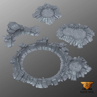 conjunto cráteres hacedores yunque mesa 3D imprimible terreno Tienda fantasía warhammer40k paisaje cráter sci fy 3d print model - Mito3D
