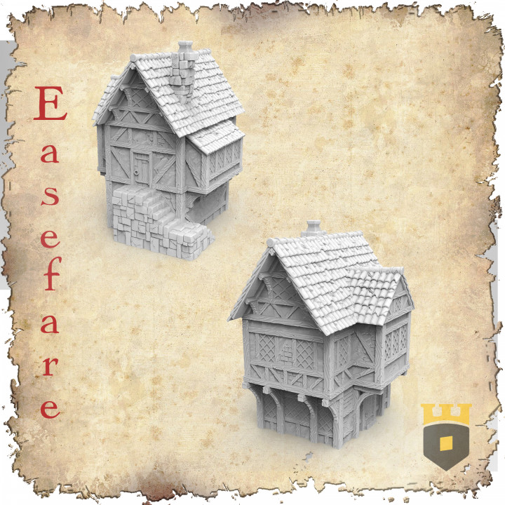 easefare - large civilian house 1 3dlayeredscenery Tabletop Characters & Creatures Fantasy Universe 3D Printable Terrain Store building medieval scenery tudor 3D print model - Mito3D
