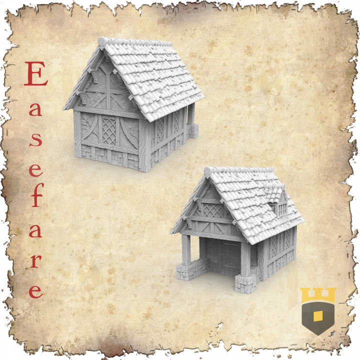 easefare - small civilian house 1 3dlayeredscenery Tabletop Characters & Creatures Fantasy Universe 3D Printable Terrain Store building medieval scenery tudor 3D print model - Mito3D