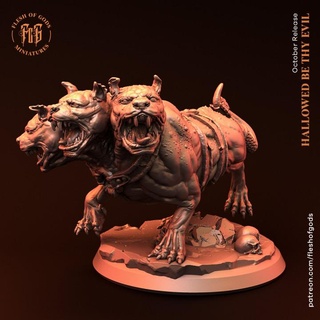 cerbero carne Dioses mesa caracteres criaturas fantasía universo demonio criatura perro infierno monstruo rpg mal dnd pionero fleshofgods 3d print model - Mito3D