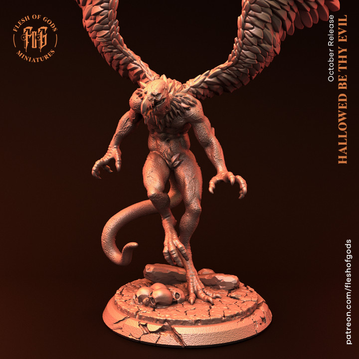 vrok winged demon flesh gods Tabletop Characters & Creatures Fantasy Universe Store bird creature devil fantasy hell monster rpg pathfinder imp fleshofgods 3D print model - Mito3D