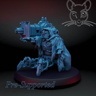 aa p43 yarı iletken fare adam dövme masaüstü karakterler yaratıklar Sci Fi Evren Warhammer Necromunda köpürmek tamirci Skaven tüccar 3d print model - Mito3D