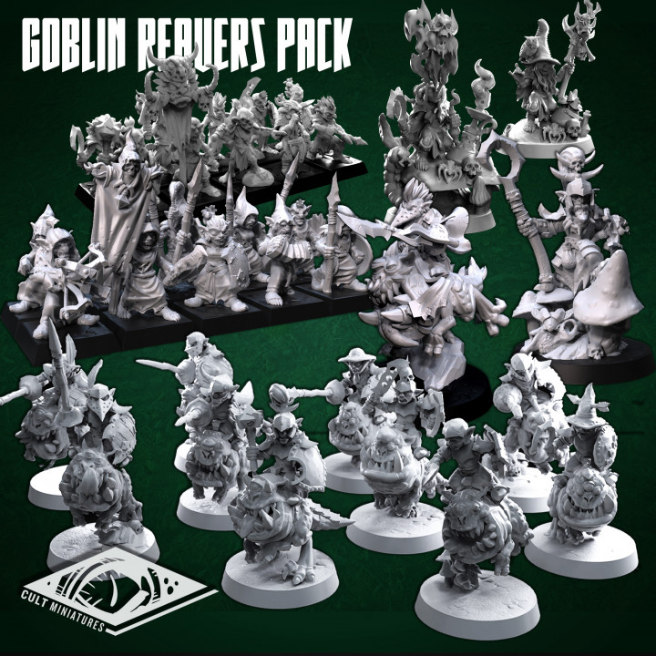 goblin reavers pack cult miniatures Tabletop Characters & Creatures Fantasy Universe Store army boss dragons dungeons modular warhammer miniature witch mushroom age tabletop infantry paladin night d&d archers bundle knights pathfinder bows sigmar squigs sylvan cultminis gobbo regiment loon 3D print model - Mito3D