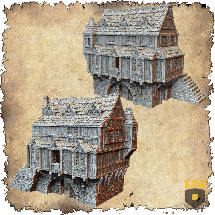 leichheim bordello 3dlayeredscenery tavolo 3D stampabile terreno fantasia edificio Casa medievale warhammer scenario mordheim tudor 3D print model - Mito3D