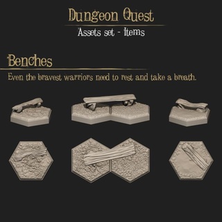 benches zaxisfactory Tabletop accessories 3D Printable Terrain Store dragons dungeons game stone terrain water wall doors stairs arc hex tabletop map tiles rocks graves columns crates traps fences trapdoor dolmen hexes rockscrystals 3d print model - Mito3D