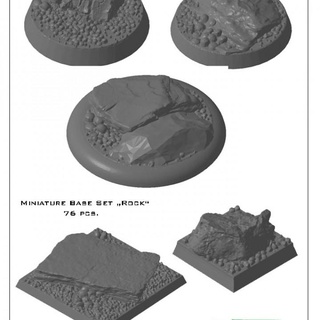 76x miniatures bases rock stl files dirk lorenz Tabletop 3D Printable Terrain Store Fantasy model figures base diorama 3d print model - Mito3D