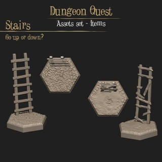 stairs zaxisfactory Tabletop accessories 3D Printable Terrain Store dragons dungeons game stone terrain water wall doors crystal arc hex tabletop map tiles rocks quest graves columns crates traps fences benches trapdoor dolmen 3d print model - Mito3D