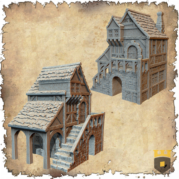 Leichheim sivil ev 2 3dlayeredscenery masaüstü 3D yazdırılabilir arazi mağaza fantezi bina Ortaçağa ait Warhammer manzara Mordheim 3D print model - Mito3D