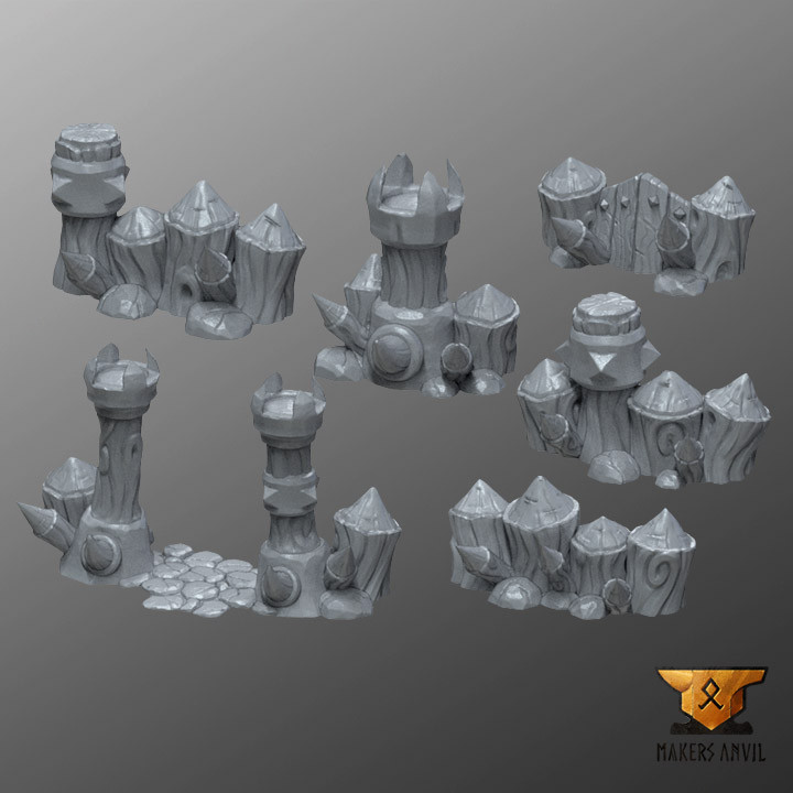 orc camp - barricades makers anvil Tabletop Characters & Creatures Fantasy Universe Store terrain wargames warhammer orcs scenery walls pathfinder aos dugeonsanddragons 3D print model - Mito3D