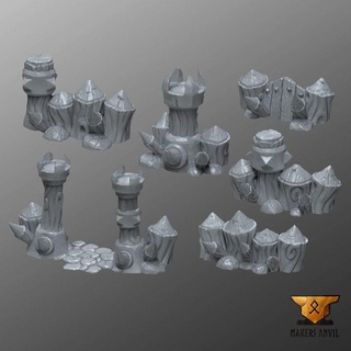 orc camp - barricades makers anvil  Tabletop Tabletop Characters & Creatures Fantasy Universe Tabletop Tabletop Characters & Creatures Store terrain wargames warhammer orcs scenery walls pathfinder aos barricades dugeonsanddragons  3d print model - Mito3D