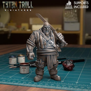 bandit boss pre-supported tytantroll miniatures Store dragons dungeons fantasy mini scale miniature dnd 32mm bandits thugs brigands warbrand 3d print model - Mito3D