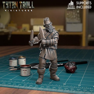 bandito pugnali 01 pre supported tytantroll miniature negozio draghi dungeon fantasia scala miniatura dnd 32mm Thugs ladri 3d print model - Mito3D