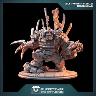 wagzai puppetswar miniatures Tabletop Characters & Creatures Sci-Fi Universe wargaming tabletop orks warboss bushi 3d print model - Mito3D