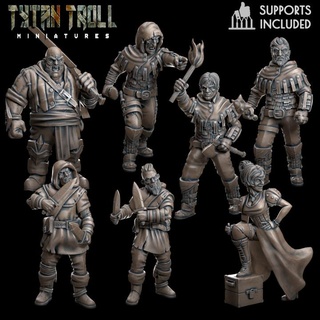 bandit bundle pre-supported tytantroll miniatures dragons dungeons fantasy scale bad minis 32mm 32 bandits thugs guys brigands baddies ruffians 3d print model - Mito3D