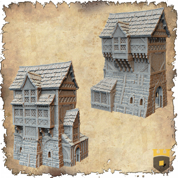 leichheim - large commoners building 3dlayeredscenery Tabletop 3D Printable Terrain Fantasy house medieval warhammer scenery mordheim 3D print model - Mito3D