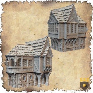 leichheim - civilian house 3 3dlayeredscenery Tabletop 3D Printable Terrain Store Fantasy building medieval warhammer scenery mordheim tudor 3d print model - Mito3D