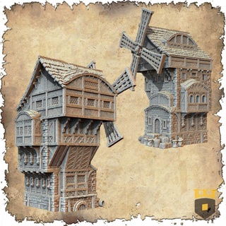 leichheim - great windmill 3dlayeredscenery Tabletop Characters & Creatures Fantasy Universe 3D Printable Terrain Store building house medieval warhammer scenery mordheim tudor 3d print model - Mito3D