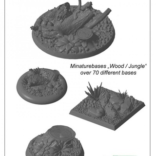 70x miniaturas base conjunto madeira selva stl arquivos punhal Lorenz tampo mesa 3D imprimível terreno loja fantasia figuras bases 3d print model - Mito3D