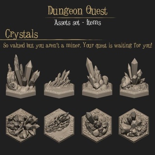 crystals zaxisfactory Tabletop accessories 3D Printable Terrain Store Fantasy column door dragons dungeons fence game stone terrain water wall grave crystal arc hex tabletop trap maps tiles rocks quest crates benches trapdoor dolmen hexes 3d print model - Mito3D