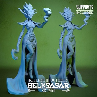 storm shaman variants belksasar 3dprint Fan Art Action Figures Tabletop Characters & Creatures Fantasy Universe armor beautiful detailed elf fantasy female girl hair mask wind woman staff horns boardgames patreon skirt marks levitate 3d print model - Mito3D