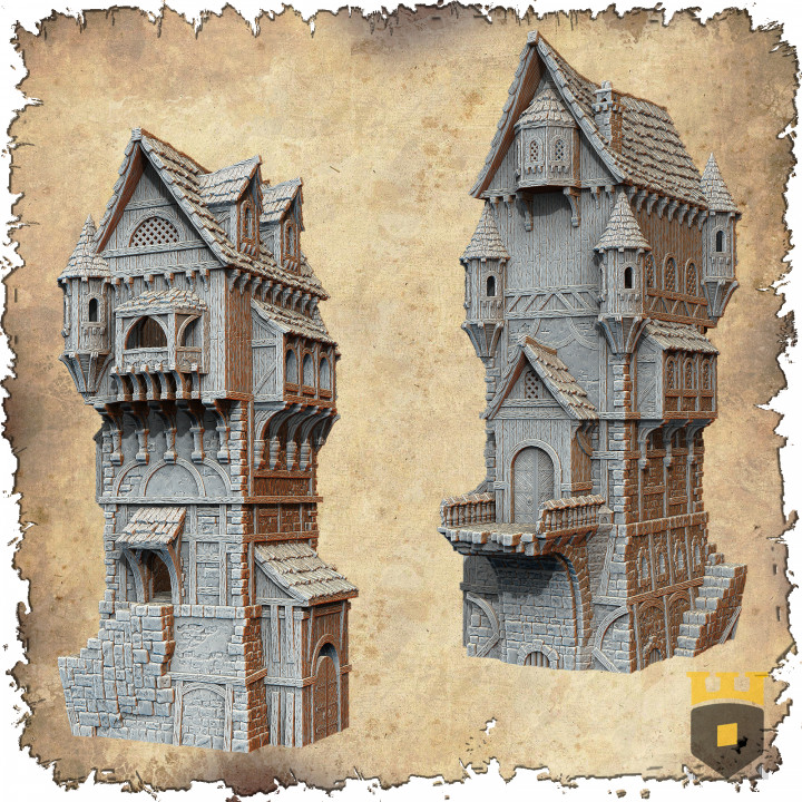 Leichheim halktan kule 3dlayeredscenery masaüstü karakterler yaratıklar fantezi Evren mağaza 3D yazdırılabilir arazi bina ev Ortaçağa ait Warhammer manzara Mordheim Tudor 3D print model - Mito3D