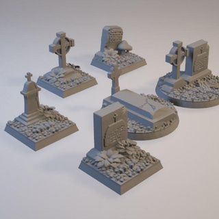 miniatures base set graveyard stl files dirk lorenz Tabletop accessories 3D Printable Terrain Fantasy figures diorama scenery bases scenic 3d print model - Mito3D