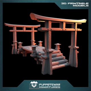 bushi bridge puppetswar miniatures Tabletop Characters & Creatures Fantasy Universe Sci-Fi 3D Printable Terrain terrain wargaming tabletop samurai 3d print model - Mito3D